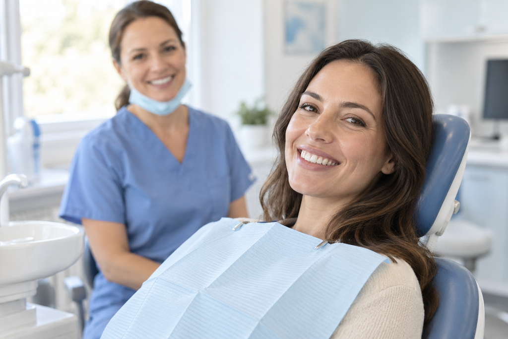 Paciente sonriendo después de su visita a Dental Castillo